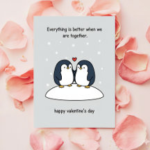 Carte de Saint-Valentin Couple Manchot Mignon Pour