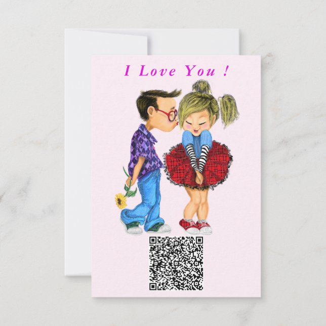 Carte de Saint Valentin Couple romantique QR Code  (Dos)