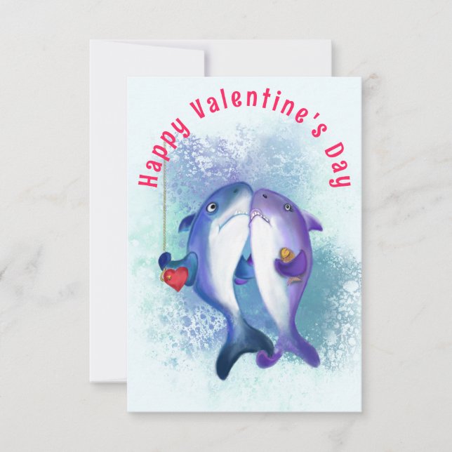 Carte de Saint Valentin Couple Shark Love - Drôle (Devant)
