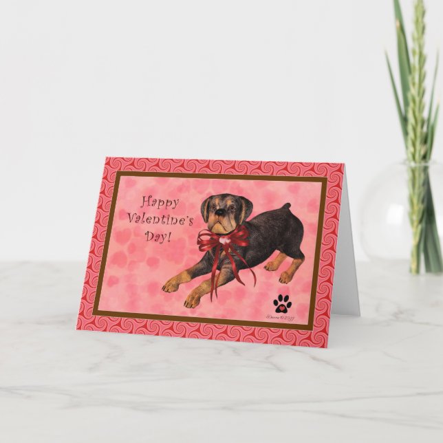 Carte de Saint-Valentin de blanc de chien de (Devant)