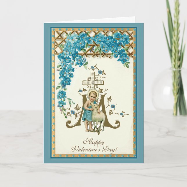 Carte de Saint-Valentin de l'agneau de Jésus relig (Devant)