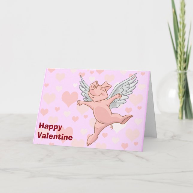 Carte de Saint-Valentin de porc volant mignonne (Devant)