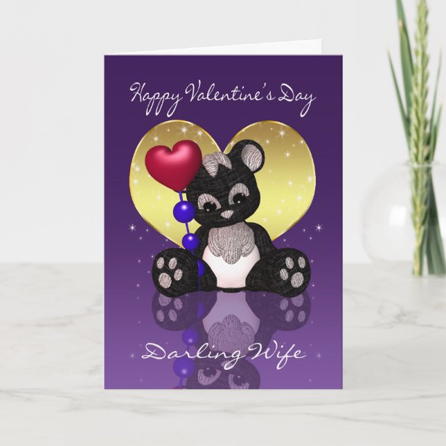 Carte de Saint-Valentin d'épouse - ours panda (Devant)