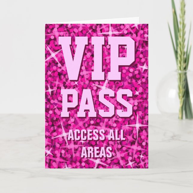 Carte de Saint-Valentin Glitz Pink VIP Pass (Devant)