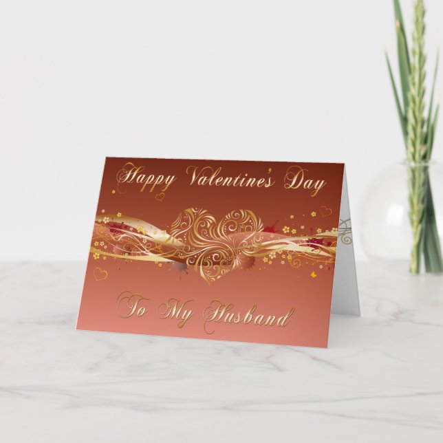 Carte de Saint-Valentin Gold Filigree Hearband (Devant)