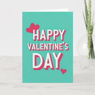 Carte de Saint-Valentin Happy Aqua Cœurs 3D