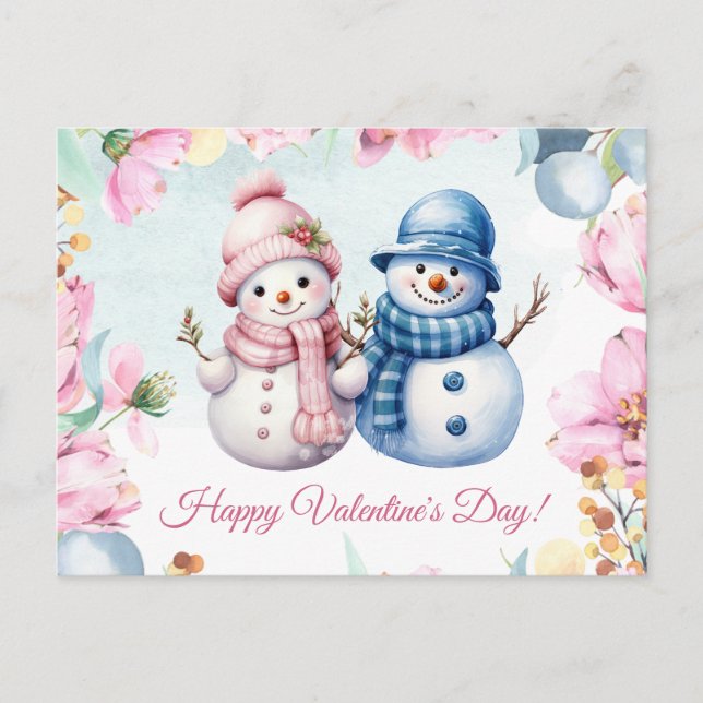 Carte de Saint-Valentin Joyeuse Couple Bonhomme de (Devant)