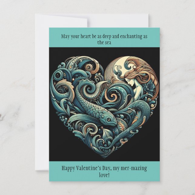 Carte de Saint-Valentin Mermaid Flat (Devant)