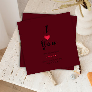 Carte de Saint Valentin minimaliste I Love You