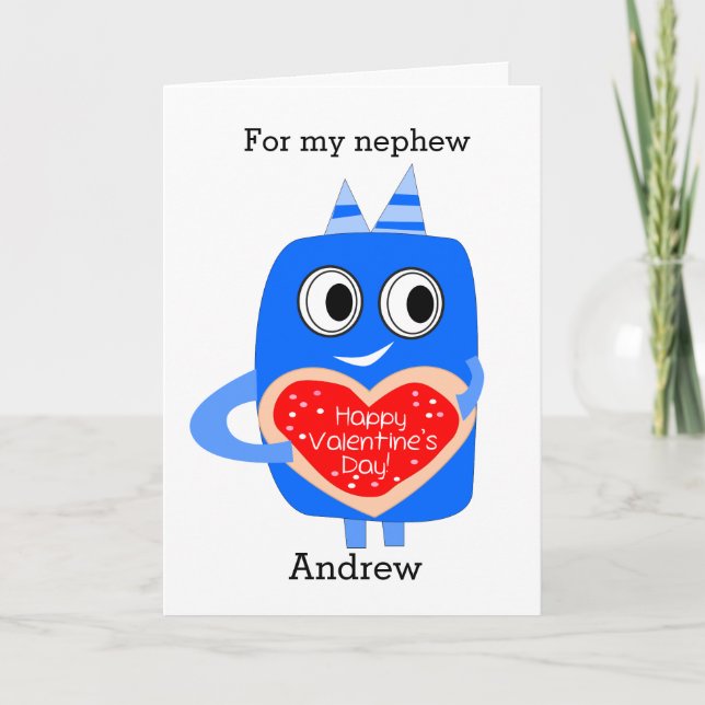 Carte de Saint-Valentin Monster Bleu Nephew (Devant)