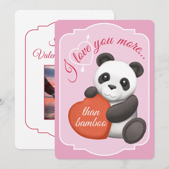 Carte de Saint-Valentin plate panda mignon (Devant / Derrière)