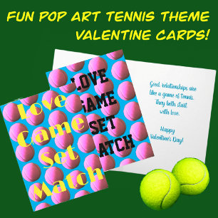 Carte de Saint-Valentin pliée à thème de tennis
