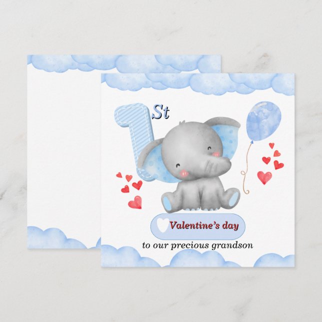 Carte de Saint-Valentin pour garçon pour son 1er a (Devant / Derrière)