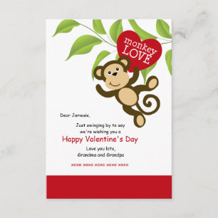 Carte de Saint Valentin pour l'amour du singe