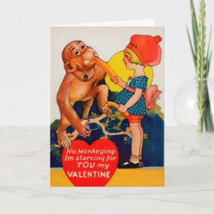 Carte de Saint-Valentin Retro Déplaisant Monkey