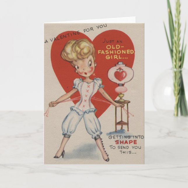 Carte de Saint Valentin Retro Vieux Mode (Devant)