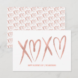 Carte de Saint-Valentin Rose brossé moderne en or