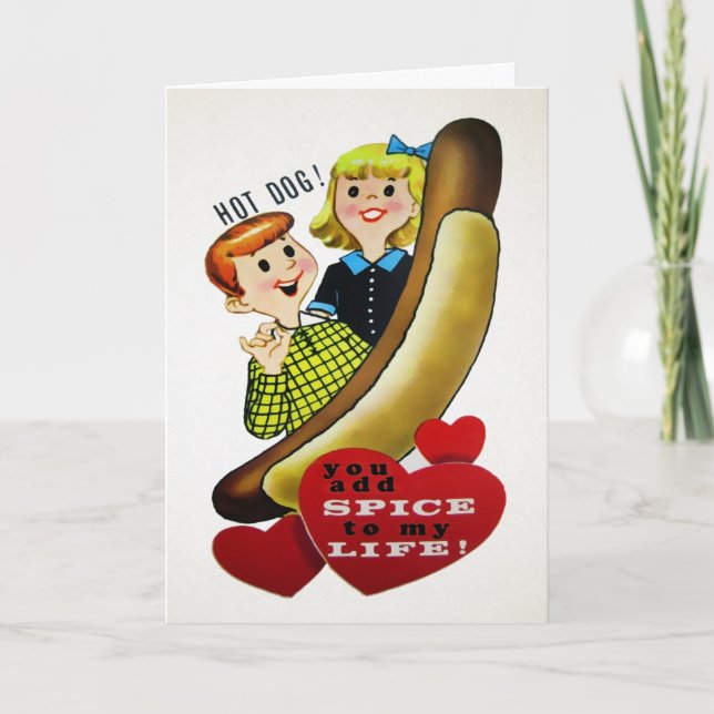 Carte de Saint-Valentin Vintage Hotdog (Devant)