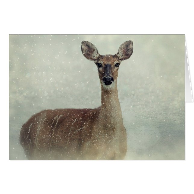 Carte de saison des neiges du Cerf Joyeuses Fêtes (Devant horizontal)
