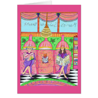 Carte de salon de beauté avec le chat, la mère et