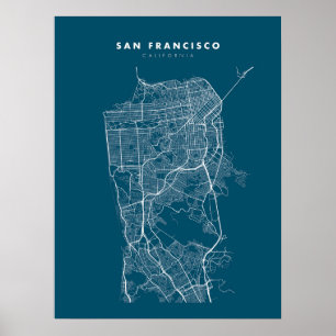 Carte de San Francisco Impression, Poster Papier B