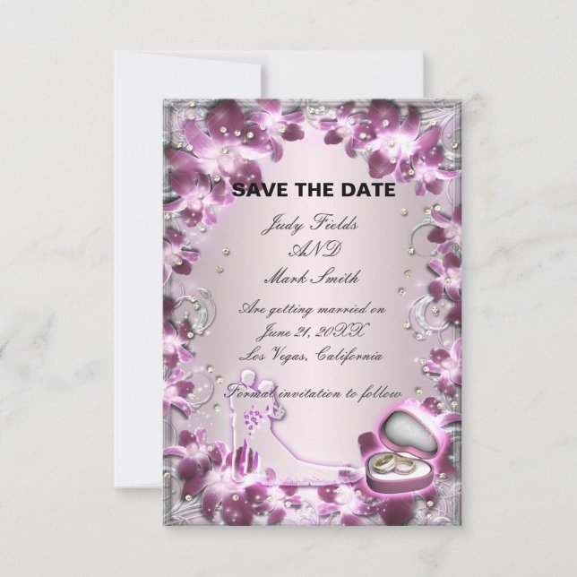 Carte de sauvegarde chic à motif floral violet ten (Devant)