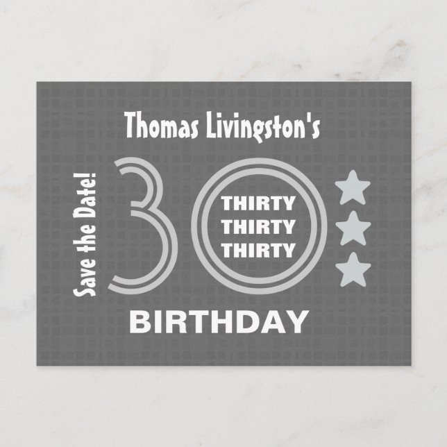 Carte de sauvegarde d'anniversaire 30 ans moderne  (Devant)