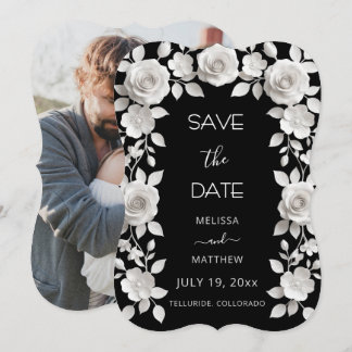 Carte de sauvegarde de date 3D Roses noires et bla