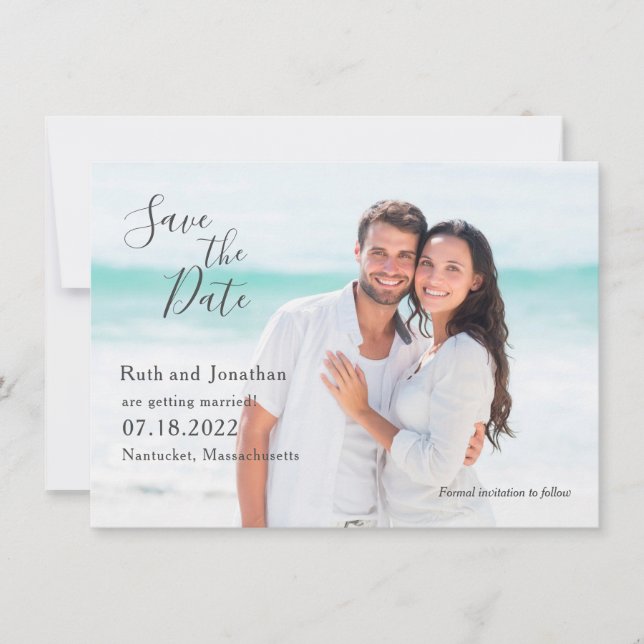 Carte de sauvegarde de date avec photo de couple s (Devant)