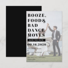 Carte de sauvegarde de date Booze Food & Bad Dance