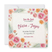 Carte de sauvegarde de date Bougainville en fleurs