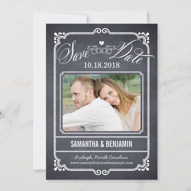 Carte de sauvegarde de date Chalked Frame (Devant)