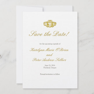 Carte de sauvegarde de date de bague Claddagh en o