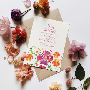 Carte de sauvegarde de date de fête florale mexica
