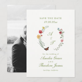 Carte de sauvegarde de date de mariage à fleurs sa