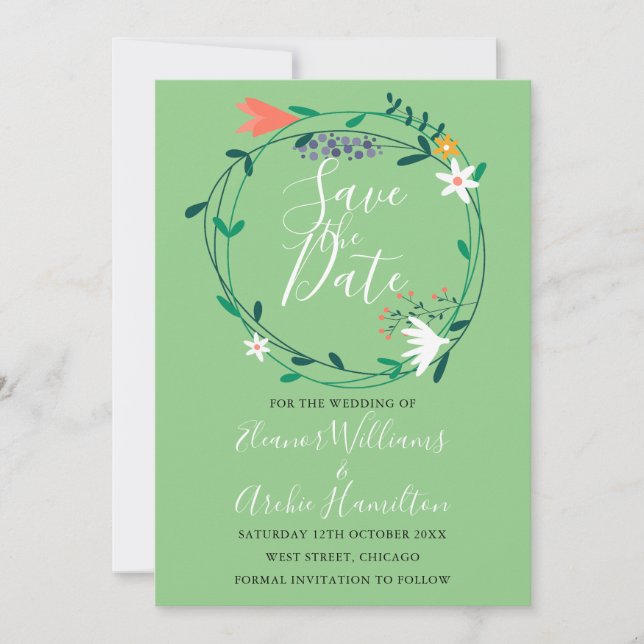 Carte de sauvegarde de date de mariage à la guirla (Devant)