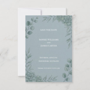 Carte de sauvegarde de date de mariage au eucalypt
