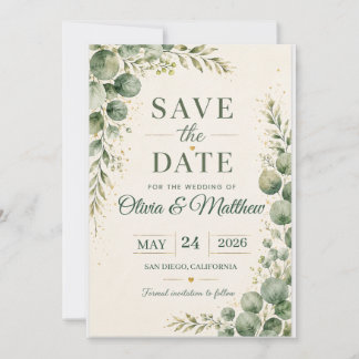 Carte de sauvegarde de date de mariage au vert sau