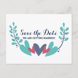 Carte de sauvegarde de date de mariage coeurs et v