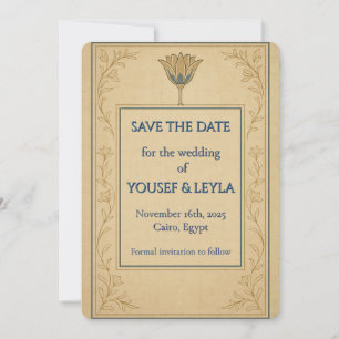 Carte de sauvegarde de date de mariage en or Lotus