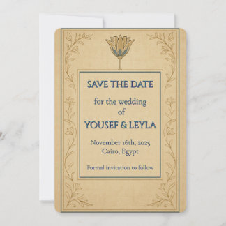 Carte de sauvegarde de date de mariage en or Lotus