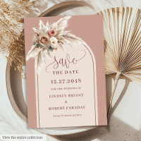 Carte de sauvegarde de date de mariage fleurie ros