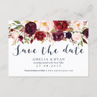 Carte de sauvegarde de date de mariage florale bor