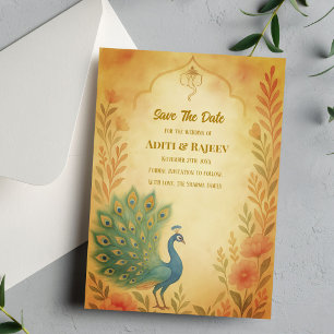 Carte de sauvegarde de date de mariage indien flor
