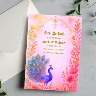 Carte de sauvegarde de date de mariage indien flor