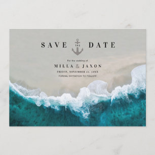 Carte de sauvegarde de date de plage thème marin d