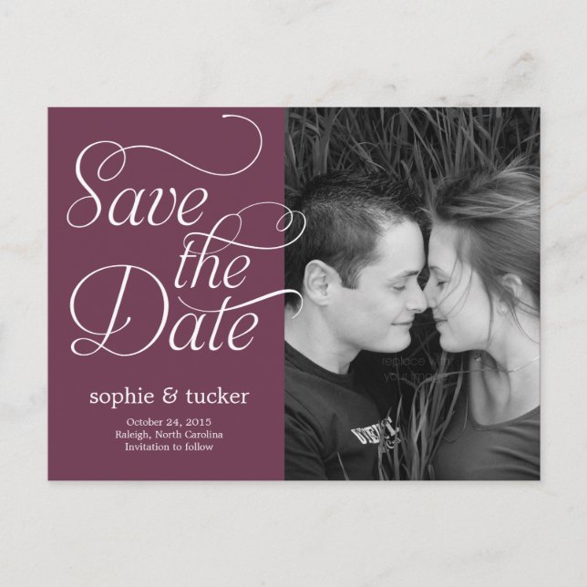 Carte de sauvegarde de date de script charmant (Devant)