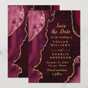 Carte de sauvegarde de date en agate rouge et or