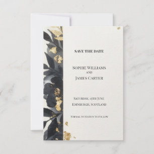 Carte de sauvegarde de date en feuille d'or noir
