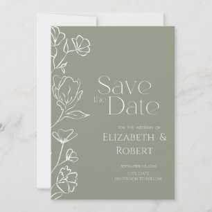 Carte de sauvegarde de date Fleurs blanches Sage v